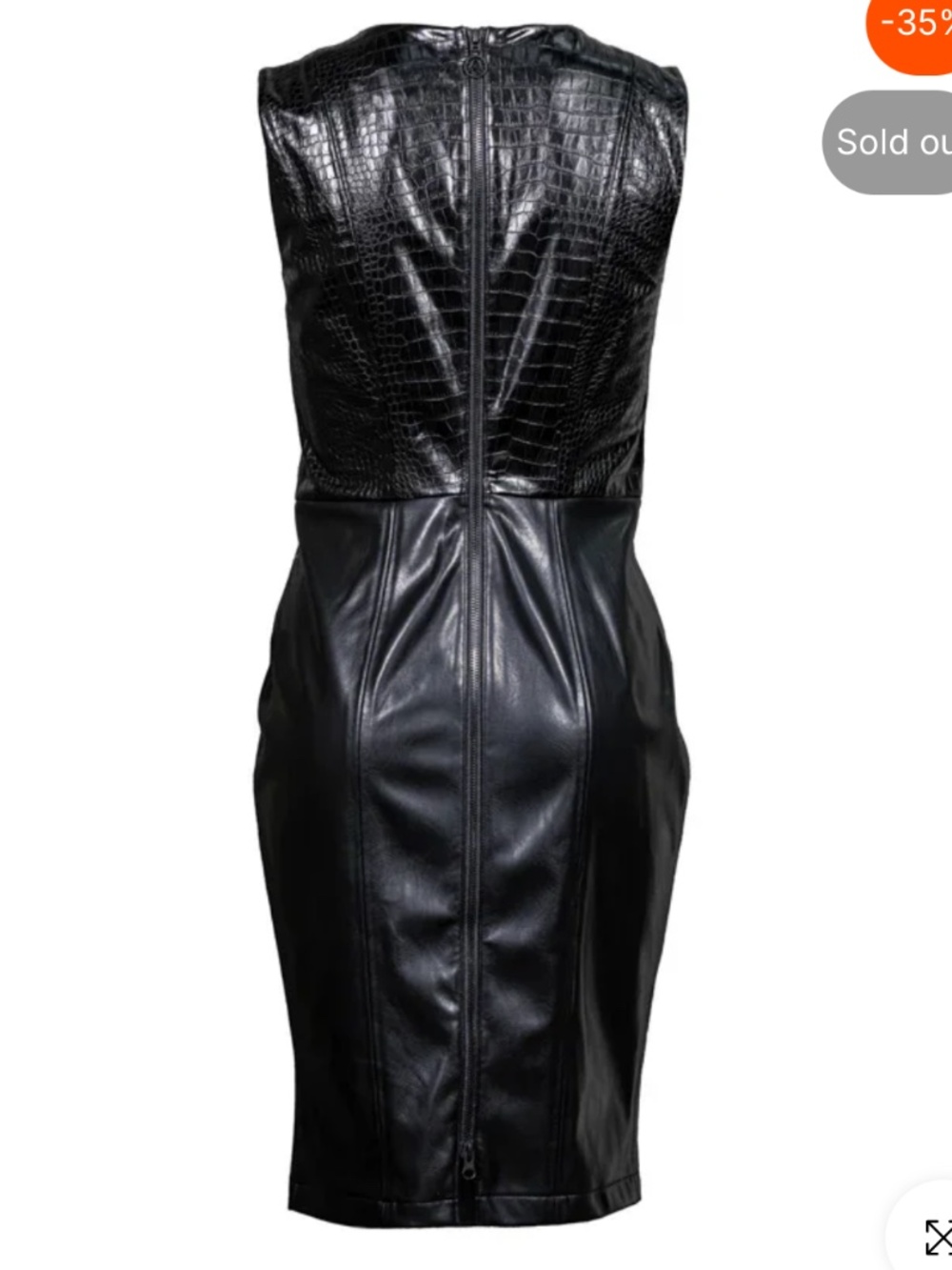 Sportalm Orivelle Leather Like Dress Black Midi 42 - Picture 2 of 11